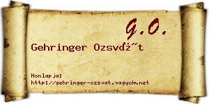 Gehringer Ozsvát névjegykártya